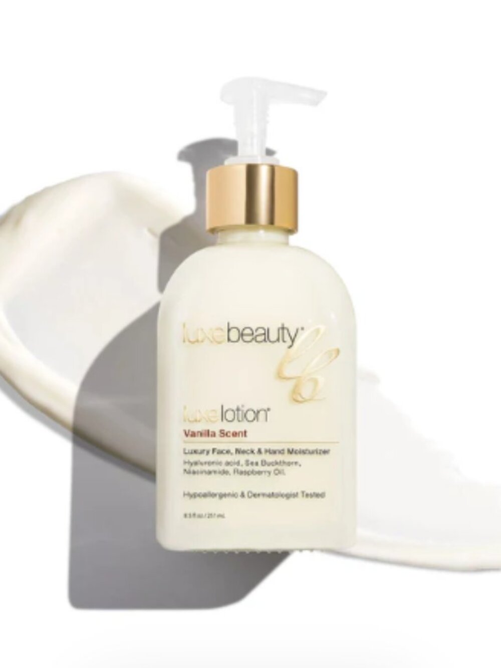 NWT Luxe Beauty Face Neck & Hand Moisturizer Vanilla 8.5 oz